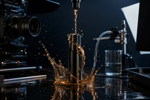 深圳产品广告片液体特效拍摄公司的配方桌上，黏度比镜头速度更早决定