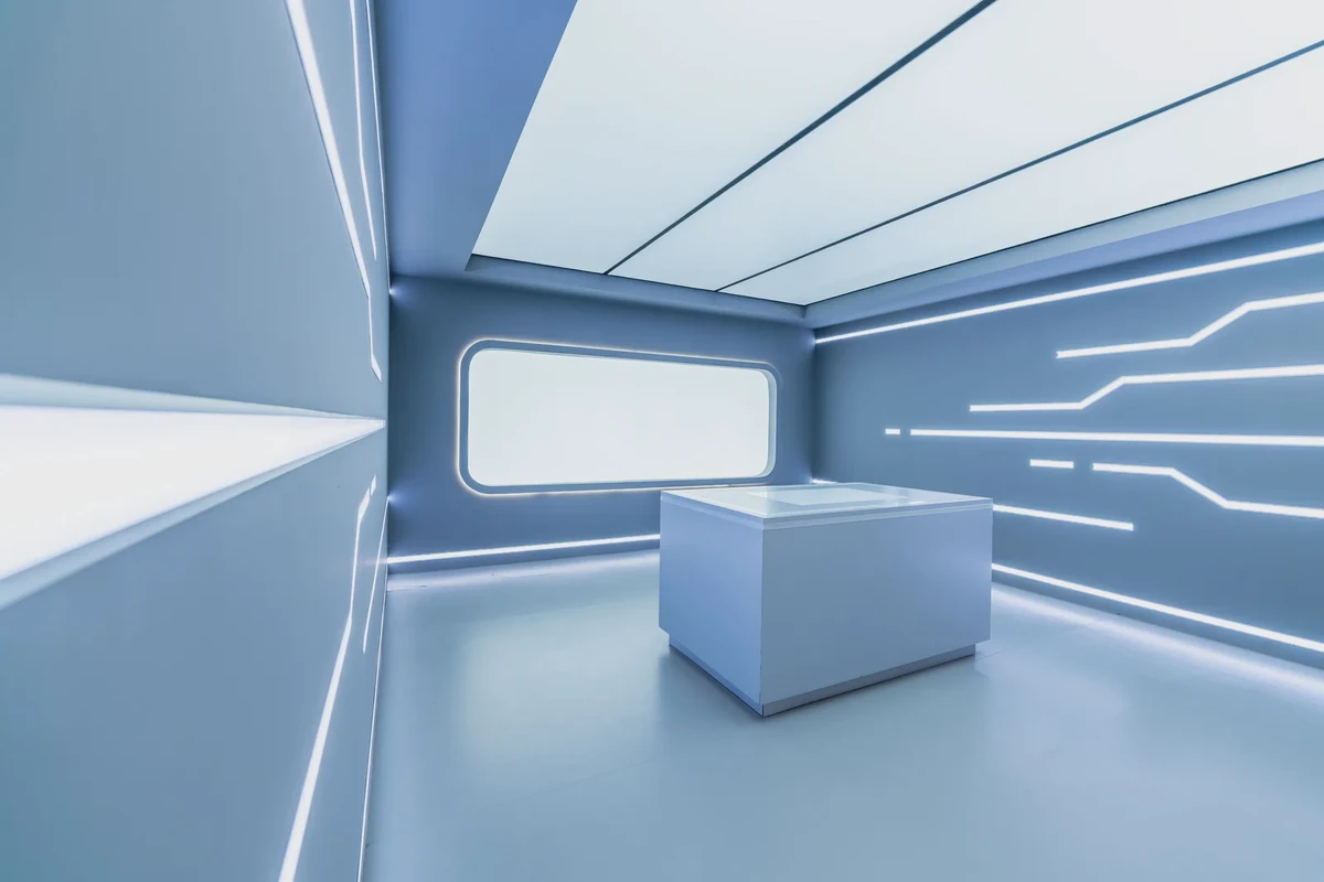 U-STUDIO 未来科技棚主景与地面发光线条关系