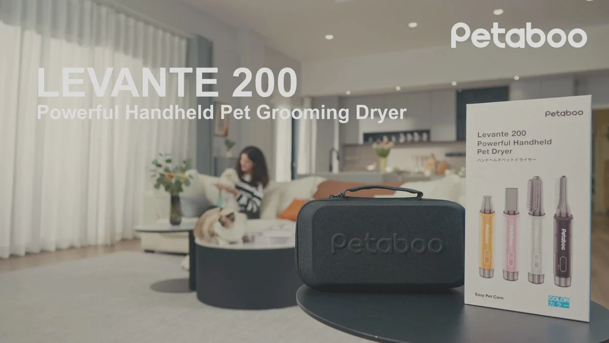 Petaboo Levante 200包装、收纳包与居家宠物使用场景同框