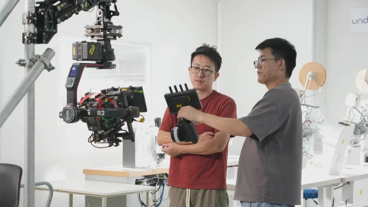 Behind the scenes of the undun brand film: camera crew working in a production space