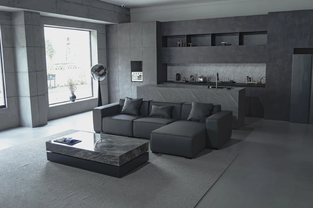 NO OT Studio · 05 · Dark-grey minimal living room