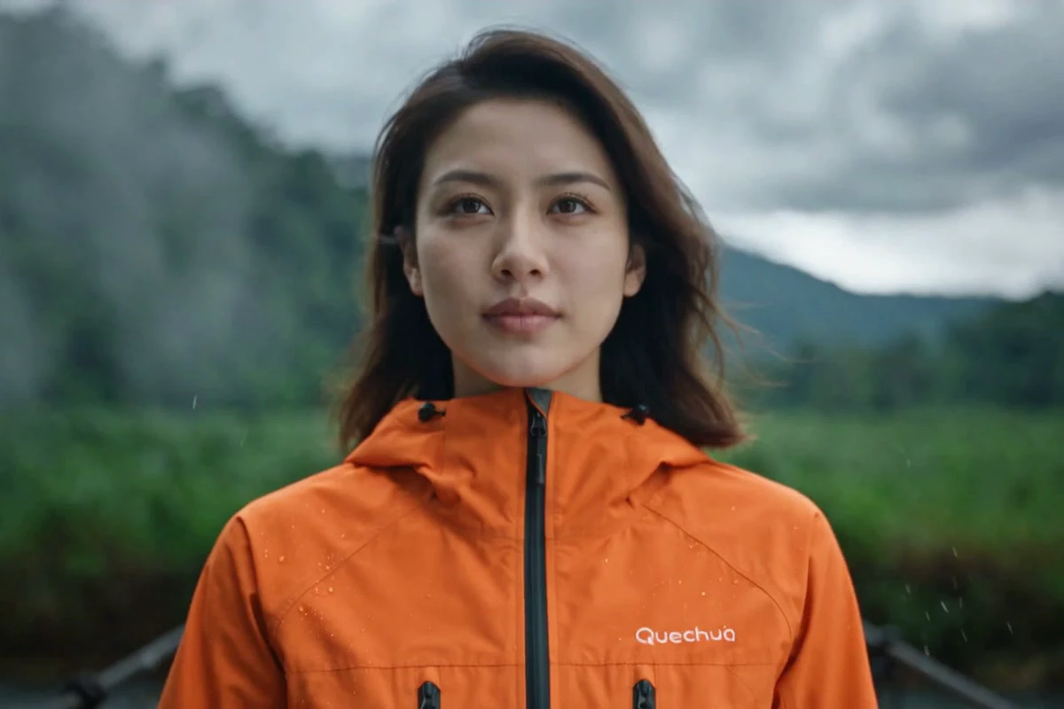 Quechua雨林徒步：橙色户外外套（AIGC测试片）