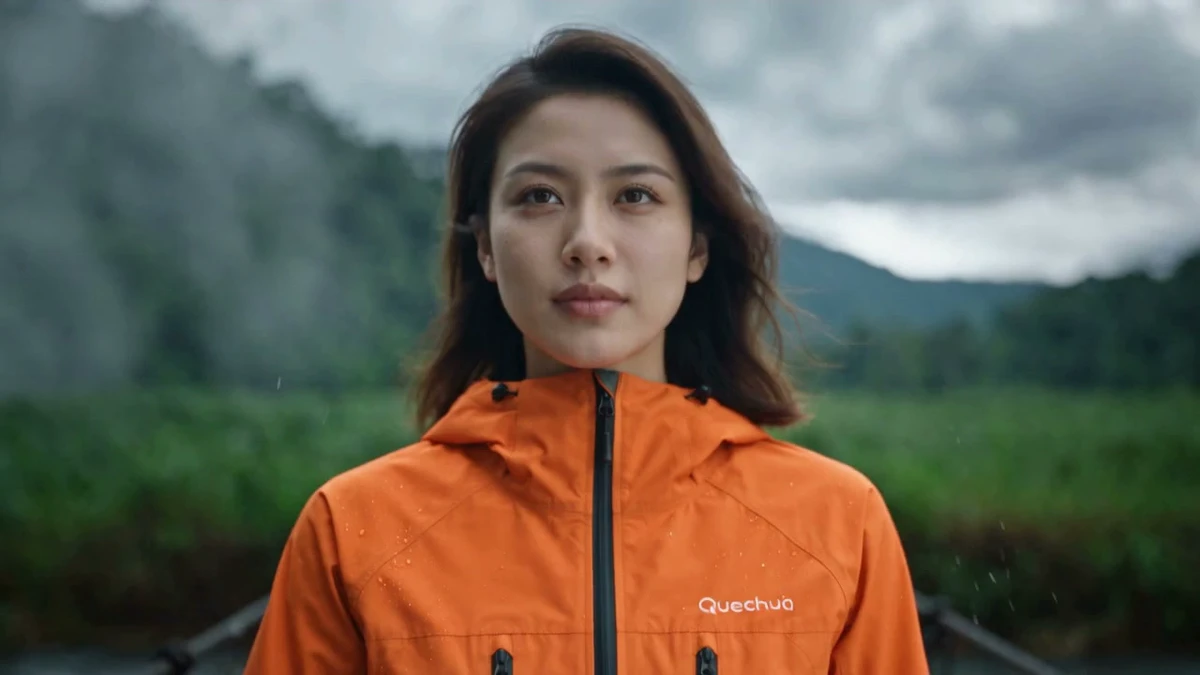 Quechua雨林徒步：橙色户外外套（AIGC测试片）