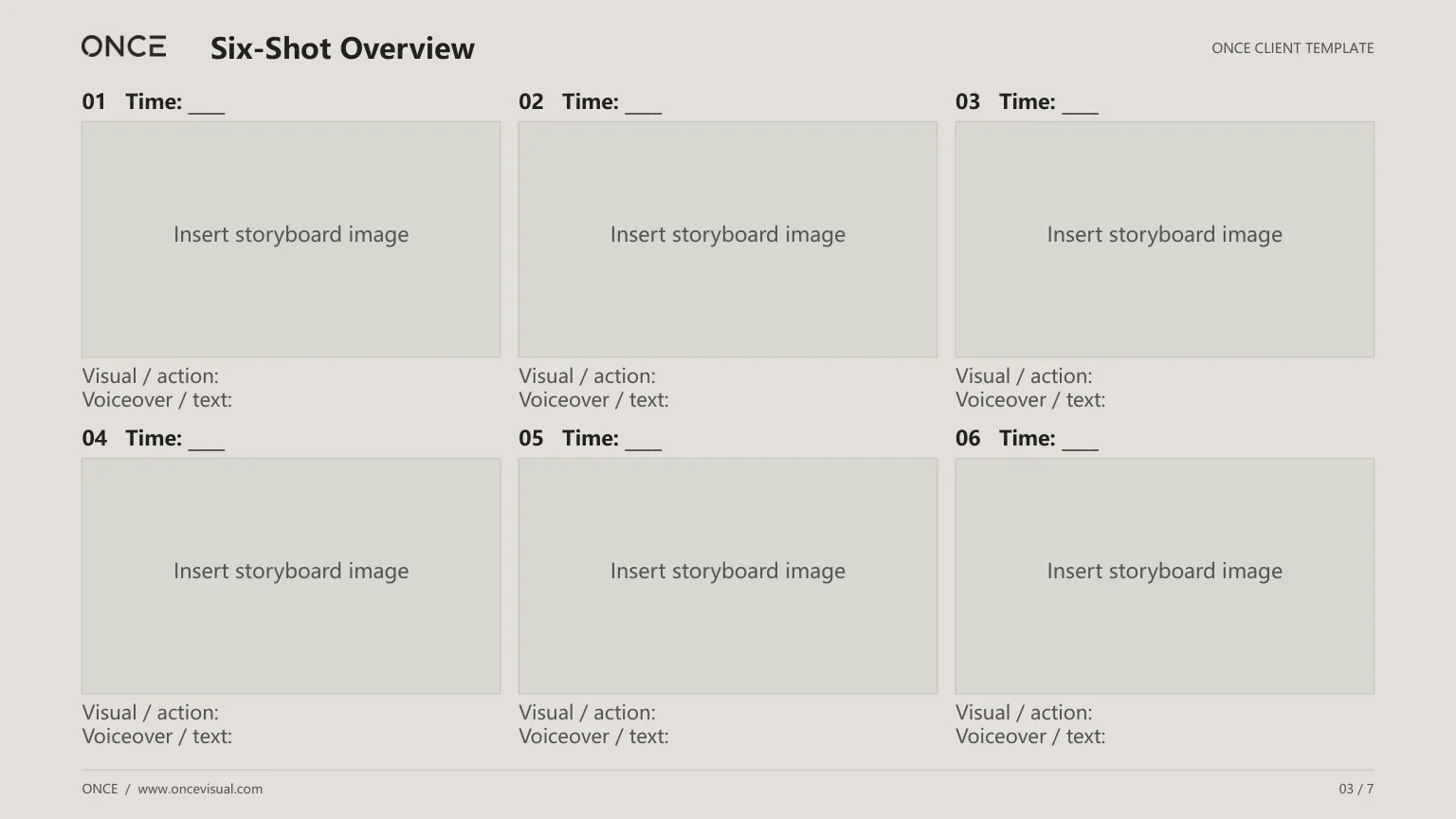 Six-shot storyboard layout
